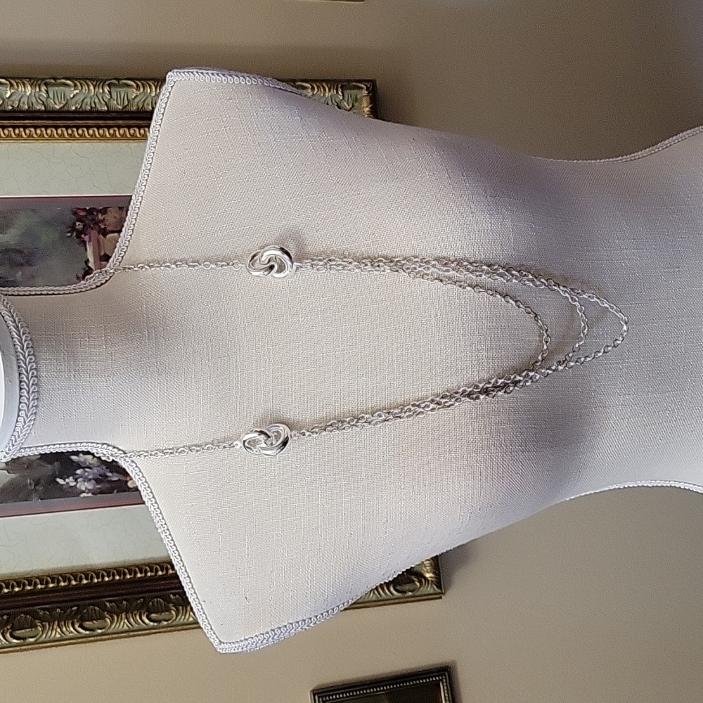 Heavy silver link chain necklace large loops Adjustable 34" long Lobster Claw…